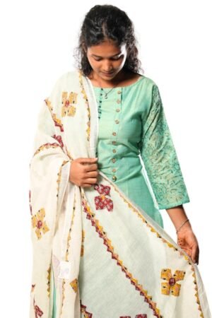 Handmade Pure Linen Applique Cut Work Dupatta (Mix)