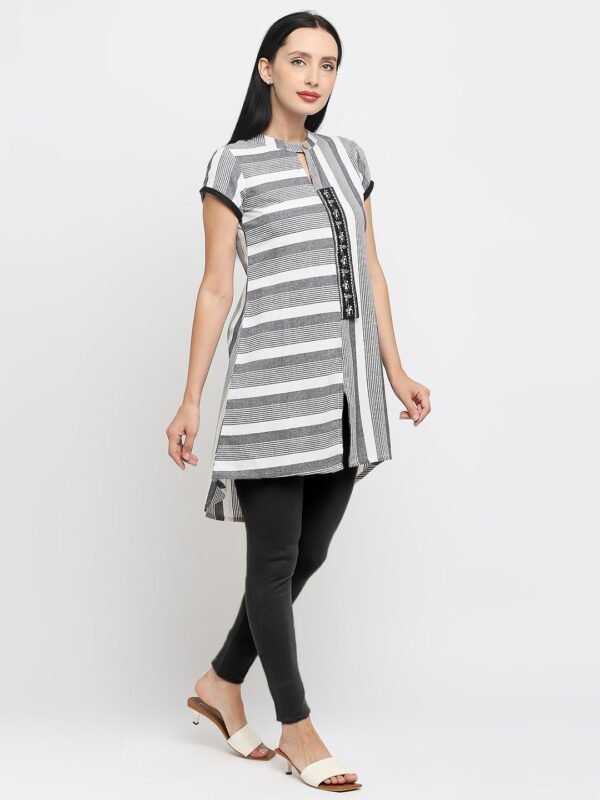 Striped Tunic Top for Women, Midnight Blue, Loose Fit - Image 2