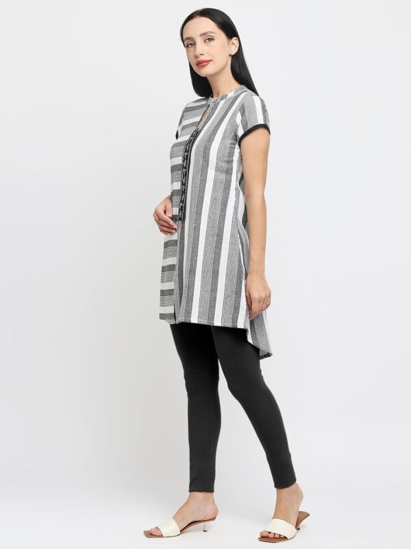 Striped Tunic Top for Women, Midnight Blue, Loose Fit - Image 3