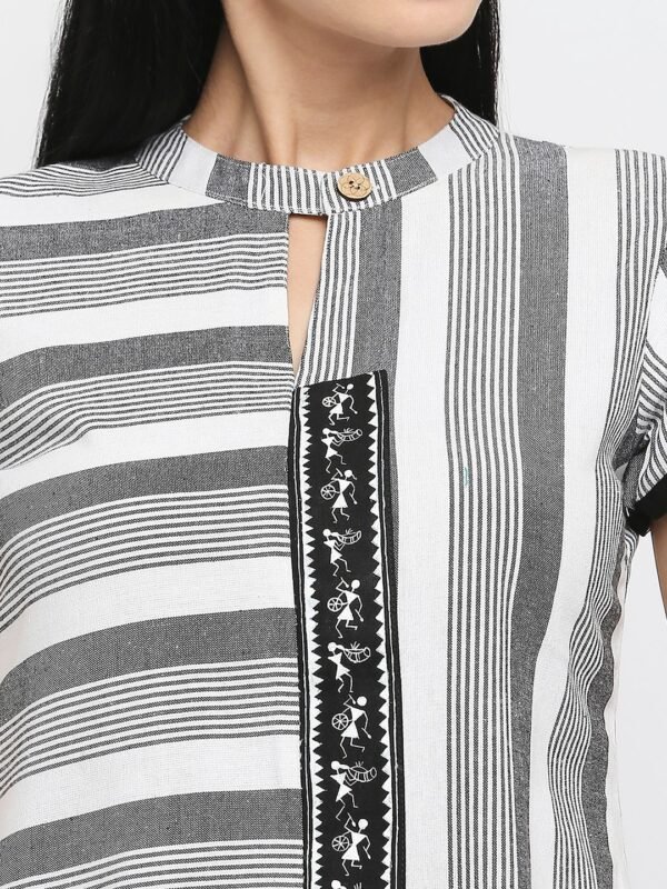 Striped Tunic Top for Women, Midnight Blue, Loose Fit - Image 4