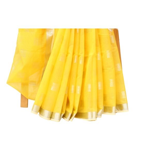 Tisser Handloom Cotton Silk Saree with Blouse Piece (Yellow/Grey) - Image 2