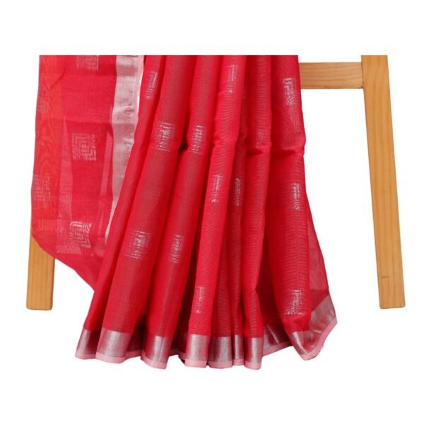 Tisser Handloom Cotton Silk Saree with Blouse Piece (Red/Grey) - Image 2