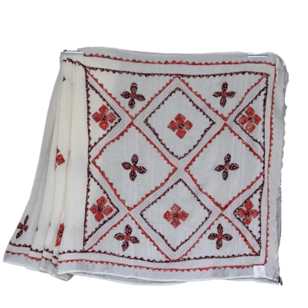 Tisser Applique Cut Work Linen Saree With Blouse Piece (White/mix) - Image 2
