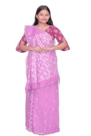 Tisser Jacquard Handweave Cotton Saree With Blouse Piece (Pink)
