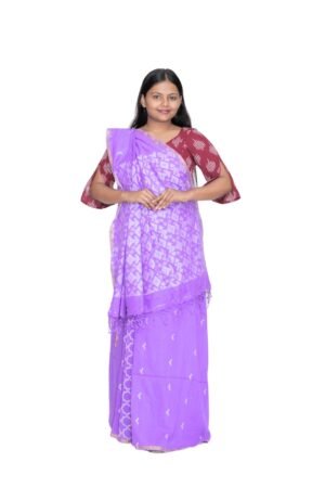 Tisser Handloom Jacquard Cotton Saree with Blouse Piece, Light Purple, Classic Fit