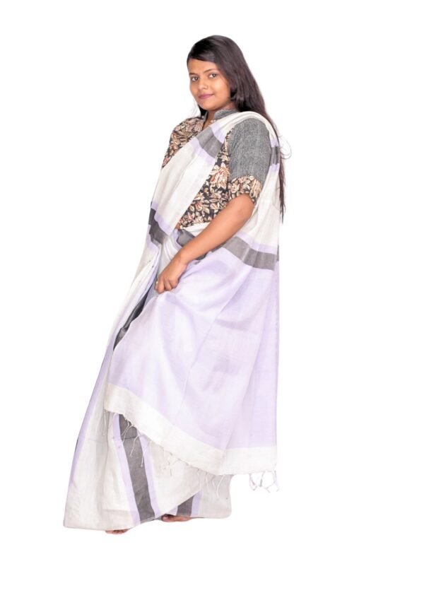 Zari Handweave Tissue Saree with Blouse Piece (Lilac) - Image 5