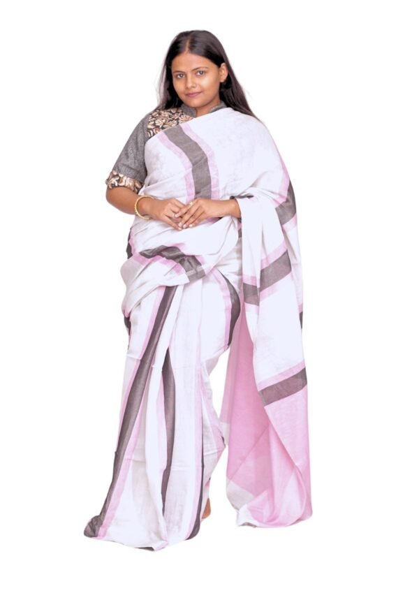 Zari Handweave Tissue Saree with Blouse Piece (Pink) - Image 3