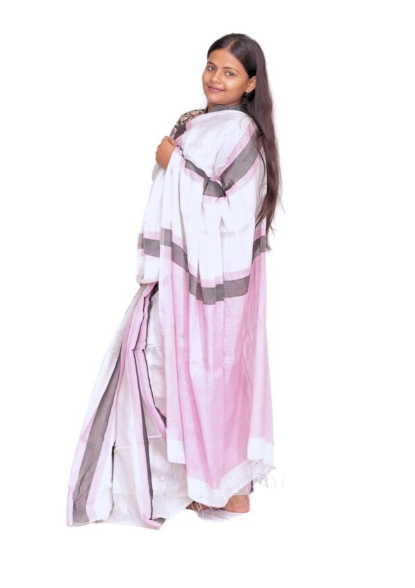 Zari Handweave Tissue Saree with Blouse Piece (Pink) - Image 5