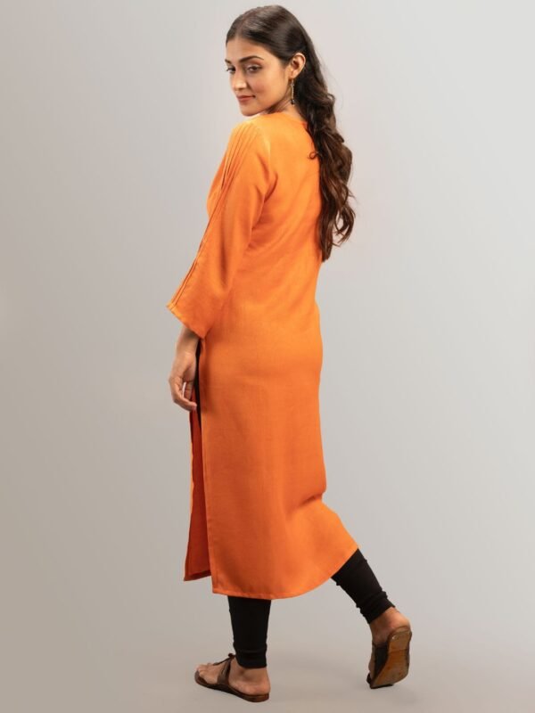 Tisser Handwork Kantha Embroidery Kurti (Orange) - Image 4
