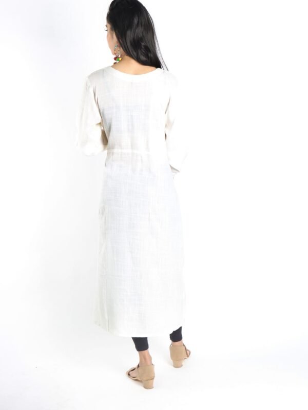 Tisser Cotton Handloom Warli Painted Kurti (White) - Image 4