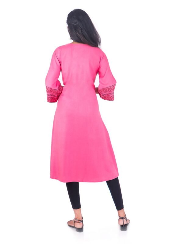 Tisser's Cotton Handloom Block Printed Kurti (Pink) - Image 5