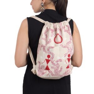 Warli Hand-painted Sack Bag