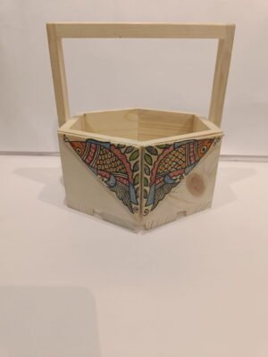 Madhubani hand-painted fruit basket