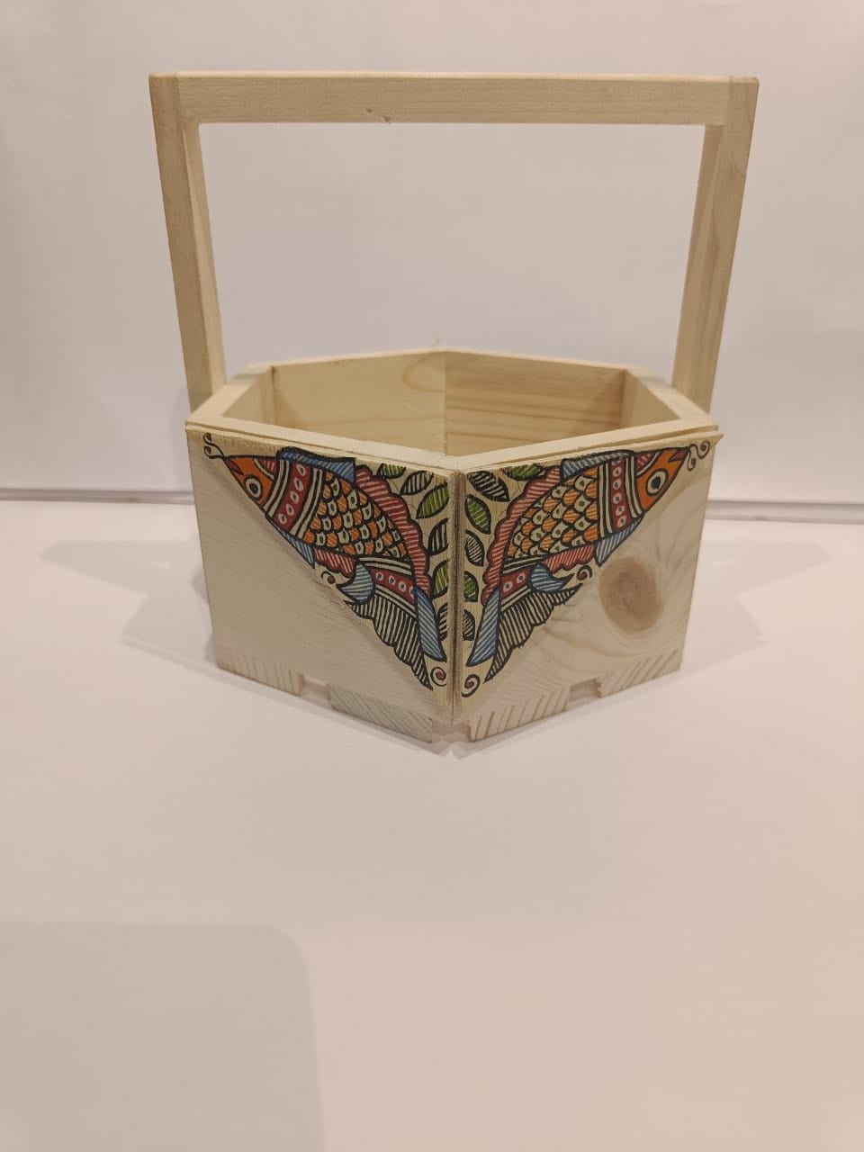 Madhubani hand-painted fruit basket