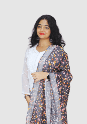 Pure Linen Digital Print with Silver Border Dupatta