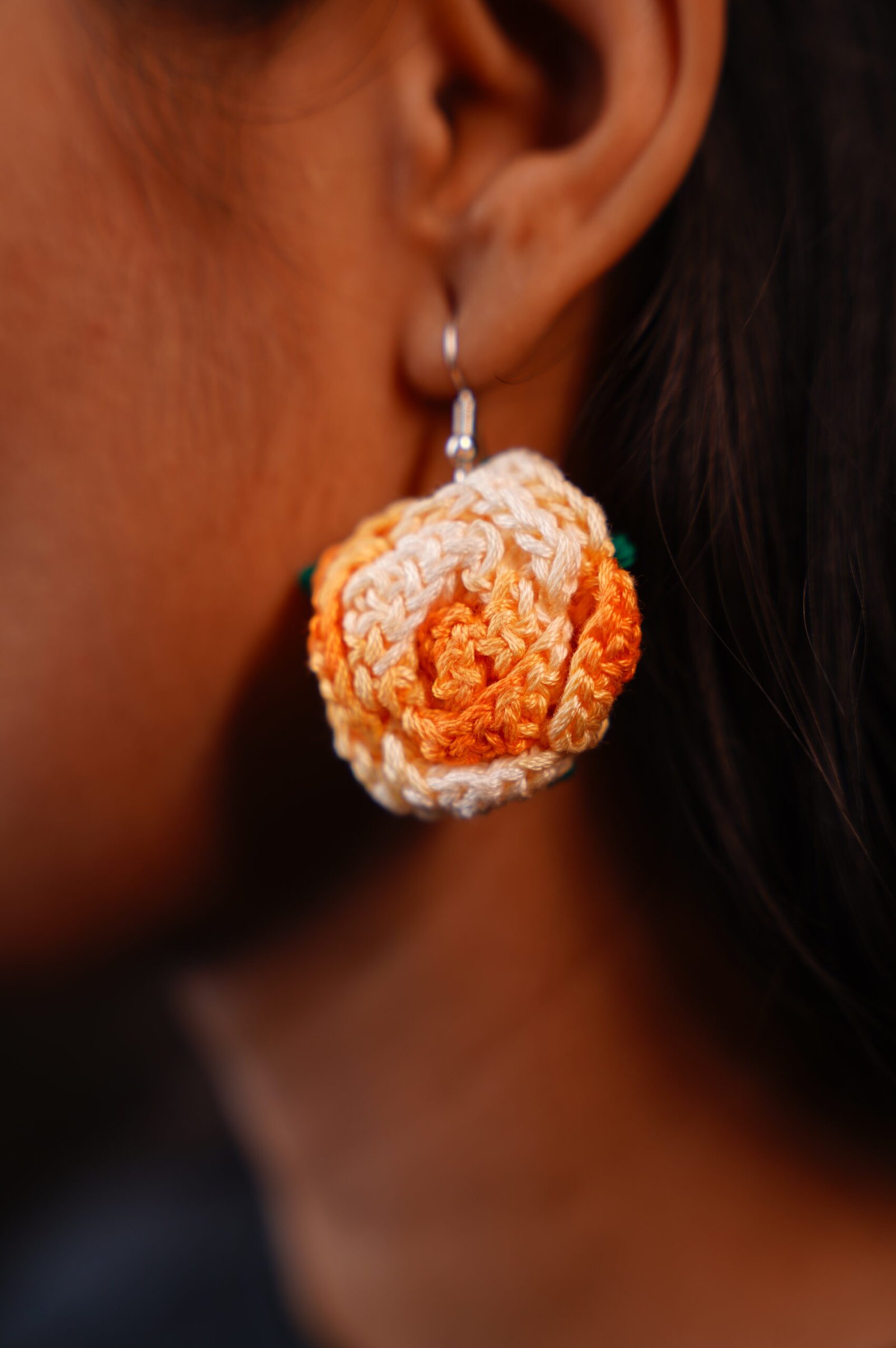 Handwork Woolen Heart Hanging Earring - Image 5