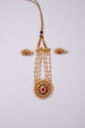 Handwork Kemp Chakra Pendant 3 Line Pearl Mala Set