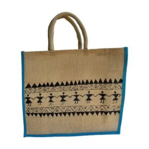 Hand-printed Warli Art Jute Bag