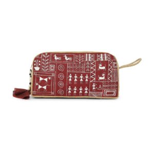 Warli hand-painted Jute Utility Pouch