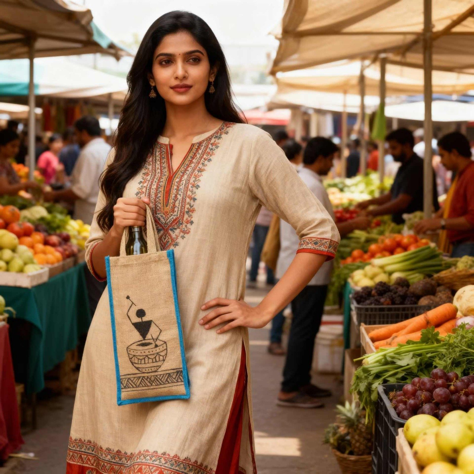 Hand Painted Bottle Bag - Image 4