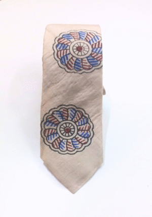 Tisser Handpainted Madhubani Silk Tie (Beige , Blue & Maroon)